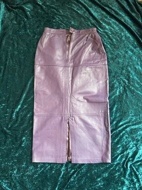 Leather Midi Pencil Skirt in Purple Sz XS or 22" waist